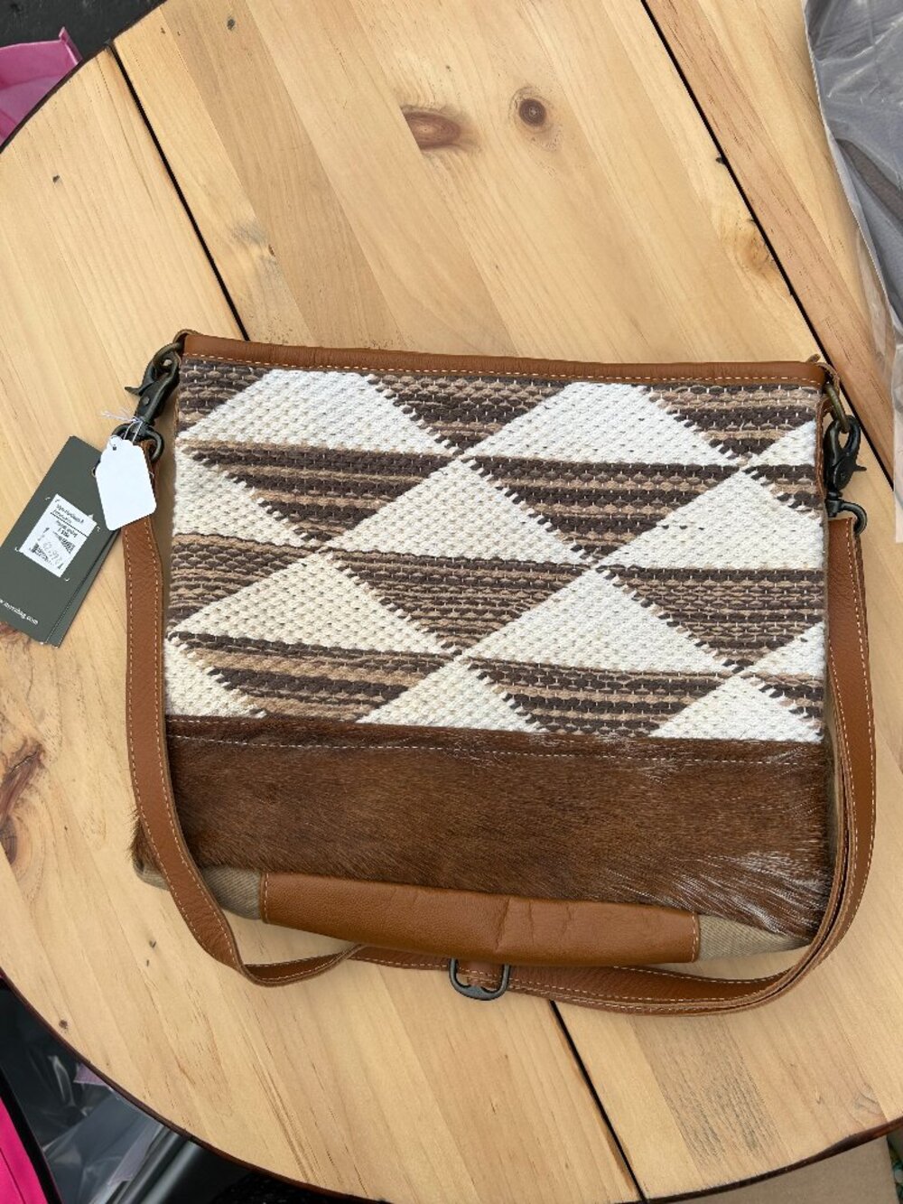 NWT Myra Bag Prismatic Shoulder Bag Canvas Cowhide Leather Boho Crossbody S-3364